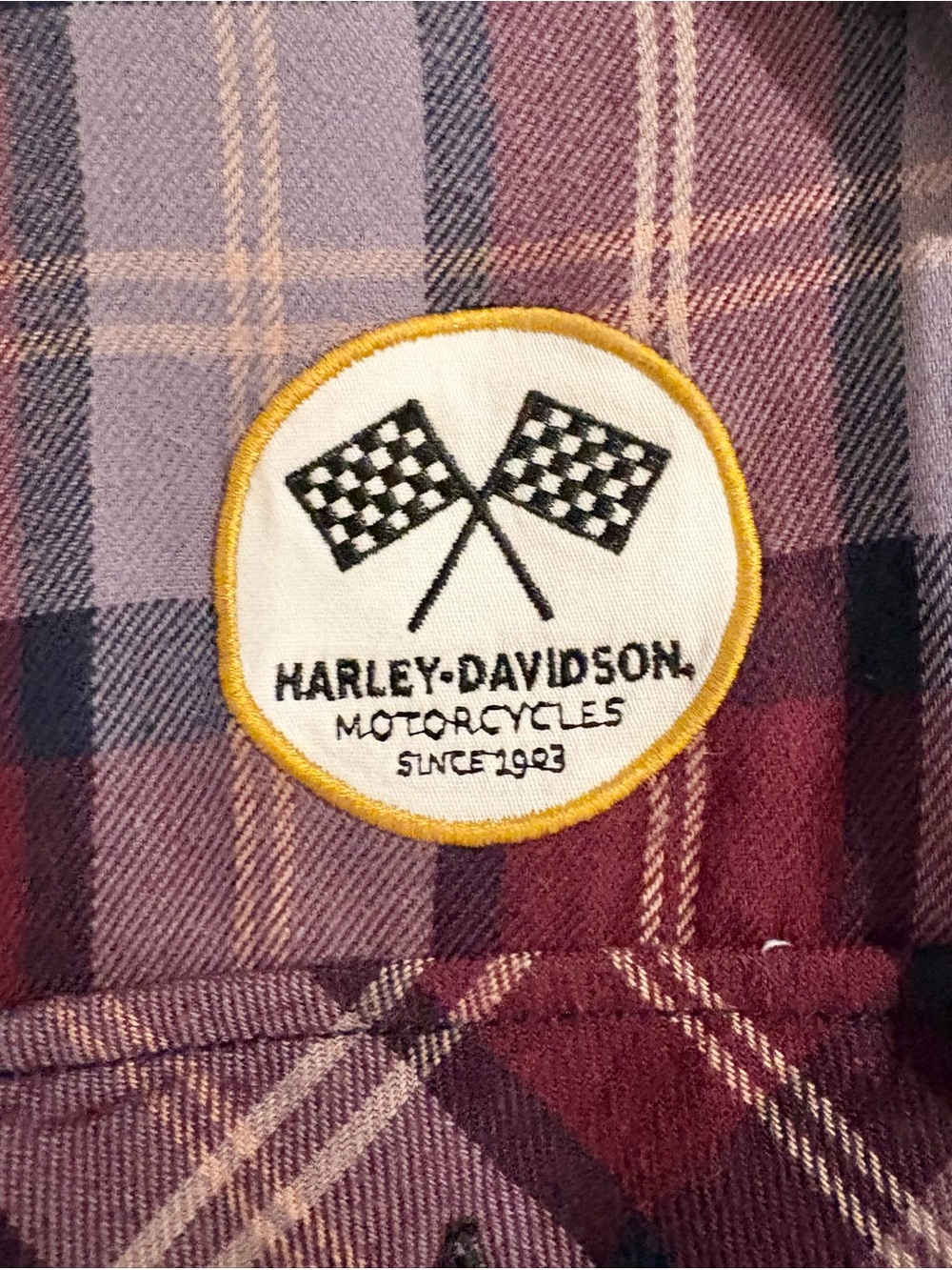 Harley-Davidson Burgundy, Purple and Gray Plaid Hoodie Shirt - Picture 6 of 8